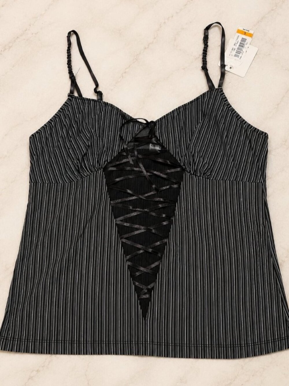 Striped Lace-Up Crop Top